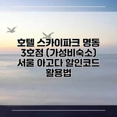 호텔 스카이파크 명동 3호점 (가성비숙소) 서울 아고다 할인코드 활용법