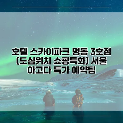 호텔 스카이파크 명동 3호점 (도심위치 쇼핑특화) 서울 아고다 특가 예약팁