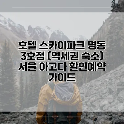 호텔 스카이파크 명동 3호점 (역세권 숙소) 서울 아고다 할인예약 가이드