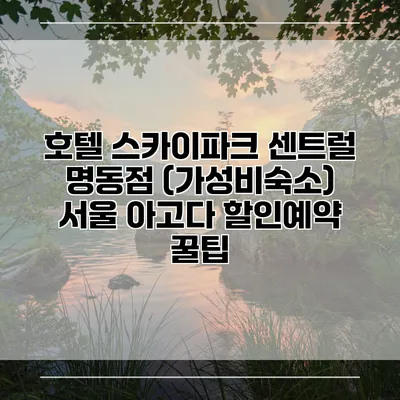 호텔 스카이파크 센트럴 명동점 (가성비숙소) 서울 아고다 할인예약 꿀팁