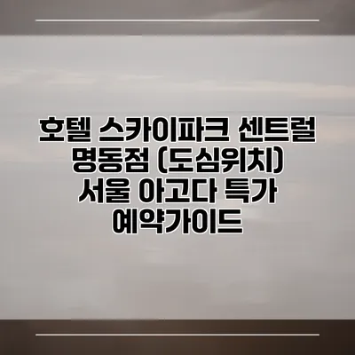 호텔 스카이파크 센트럴 명동점 (도심위치) 서울 아고다 특가 예약가이드