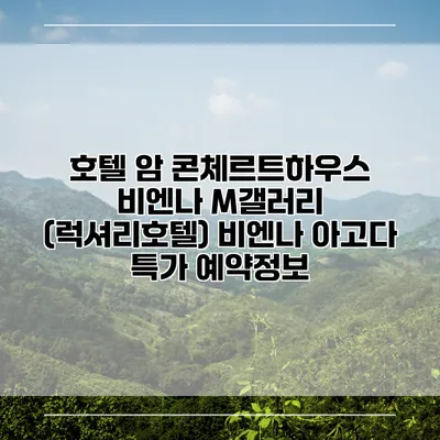 호텔 암 콘체르트하우스 비엔나 M갤러리 (럭셔리호텔) 비엔나 아고다 특가 예약정보