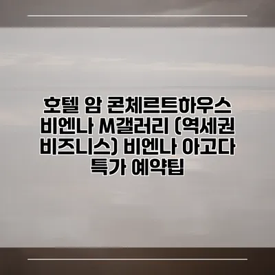 호텔 암 콘체르트하우스 비엔나 M갤러리 (역세권 비즈니스) 비엔나 아고다 특가 예약팁