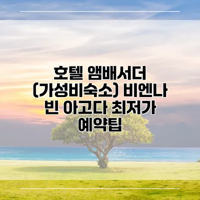 호텔 앰배서더 (가성비숙소) 비엔나 빈 아고다 최저가 예약팁