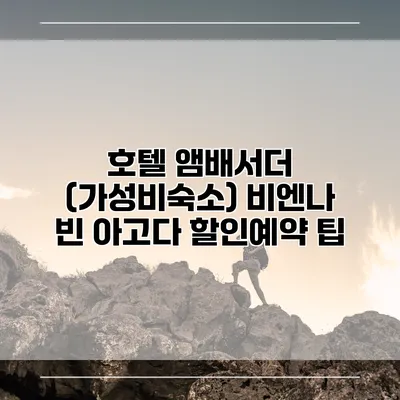 호텔 앰배서더 (가성비숙소) 비엔나 빈 아고다 할인예약 팁