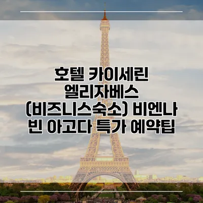 호텔 카이세린 엘리자베스 (비즈니스숙소) 비엔나 빈 아고다 특가 예약팁