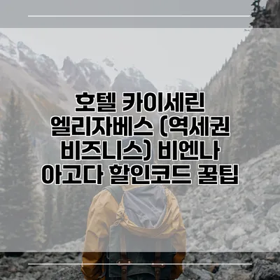 호텔 카이세린 엘리자베스 (역세권 비즈니스) 비엔나 아고다 할인코드 꿀팁