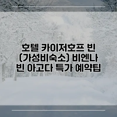 호텔 카이저호프 빈 (가성비숙소) 비엔나 빈 아고다 특가 예약팁