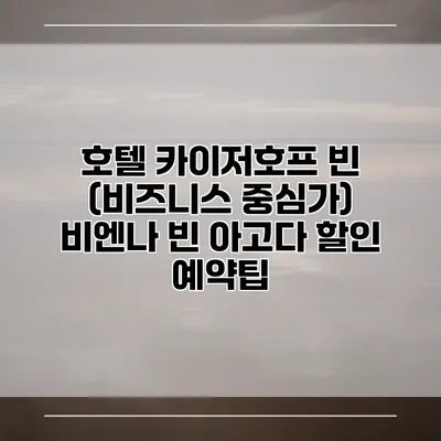 호텔 카이저호프 빈 (비즈니스 중심가) 비엔나 빈 아고다 할인 예약팁