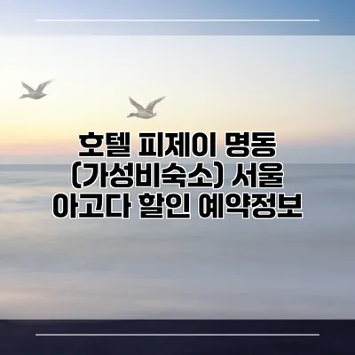 호텔 피제이 명동 (가성비숙소) 서울 아고다 할인 예약정보